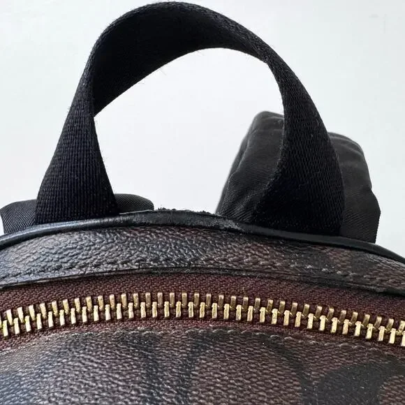 Coach Court Mini Backpack Coated Canvas Nylon Black/Brown Monogram C8604 - Picture 16 of 16